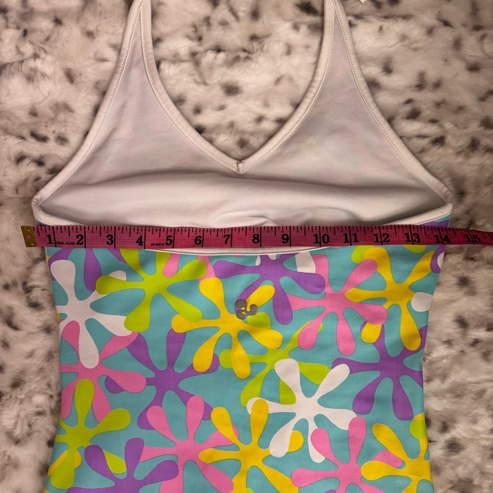 Splatter tank top halter neon pastel vintage retro bright built in bra cute y2k - Picture 8 of 10